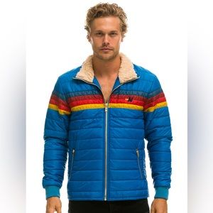 NWT UNISEX AVIATOR NATION 4 STRIPE JACKET - SNORKEL BLUE SIZE L